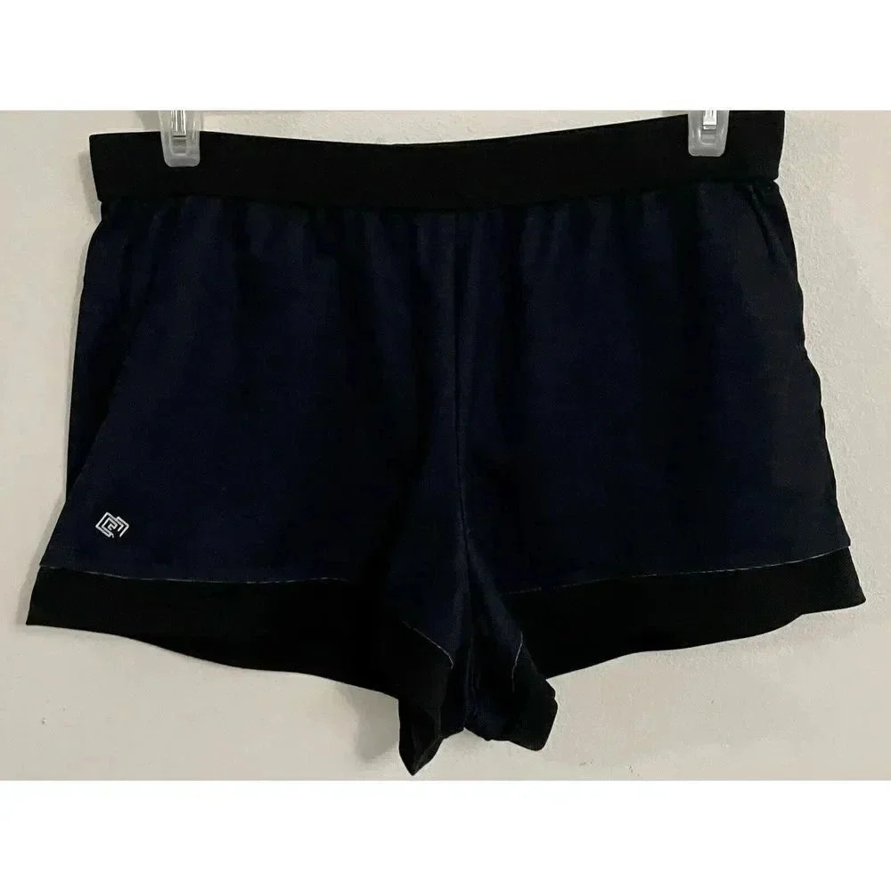 ZELOS Shorts Women's Size L Blue Marble Black Print Running WalkingSee Notes - Picture 1 of 7